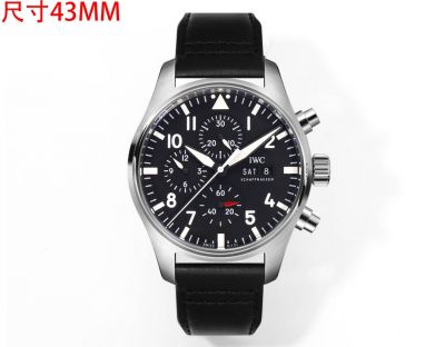 Clone TW Factory IWC Pilot Black Dial Swiss 7750 Automatic Mechanical Leather Strap Watch 